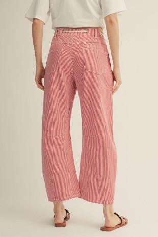 Drawstring Waist Stripe Barrel Pants