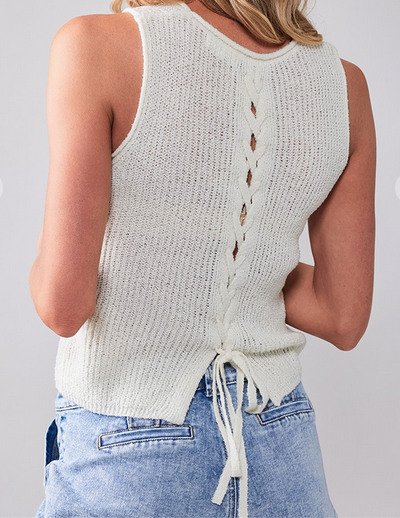 Back Lace Knit Top - Ivory