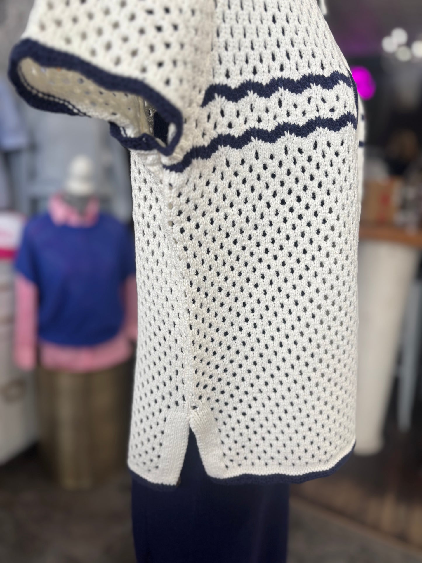 Crochet Knit Short Sleeve Cardigan