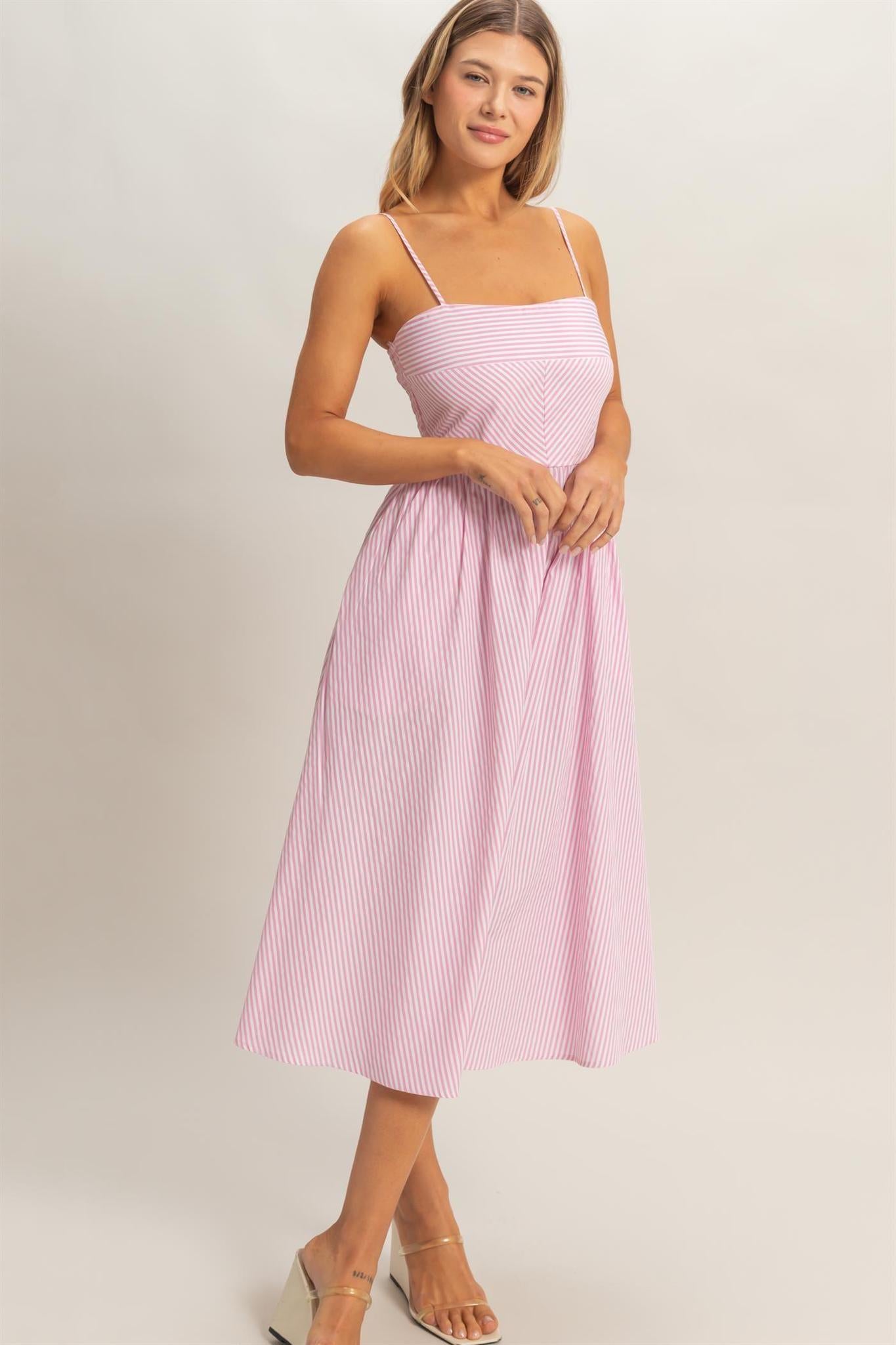 Striped Sun Dress-Pink