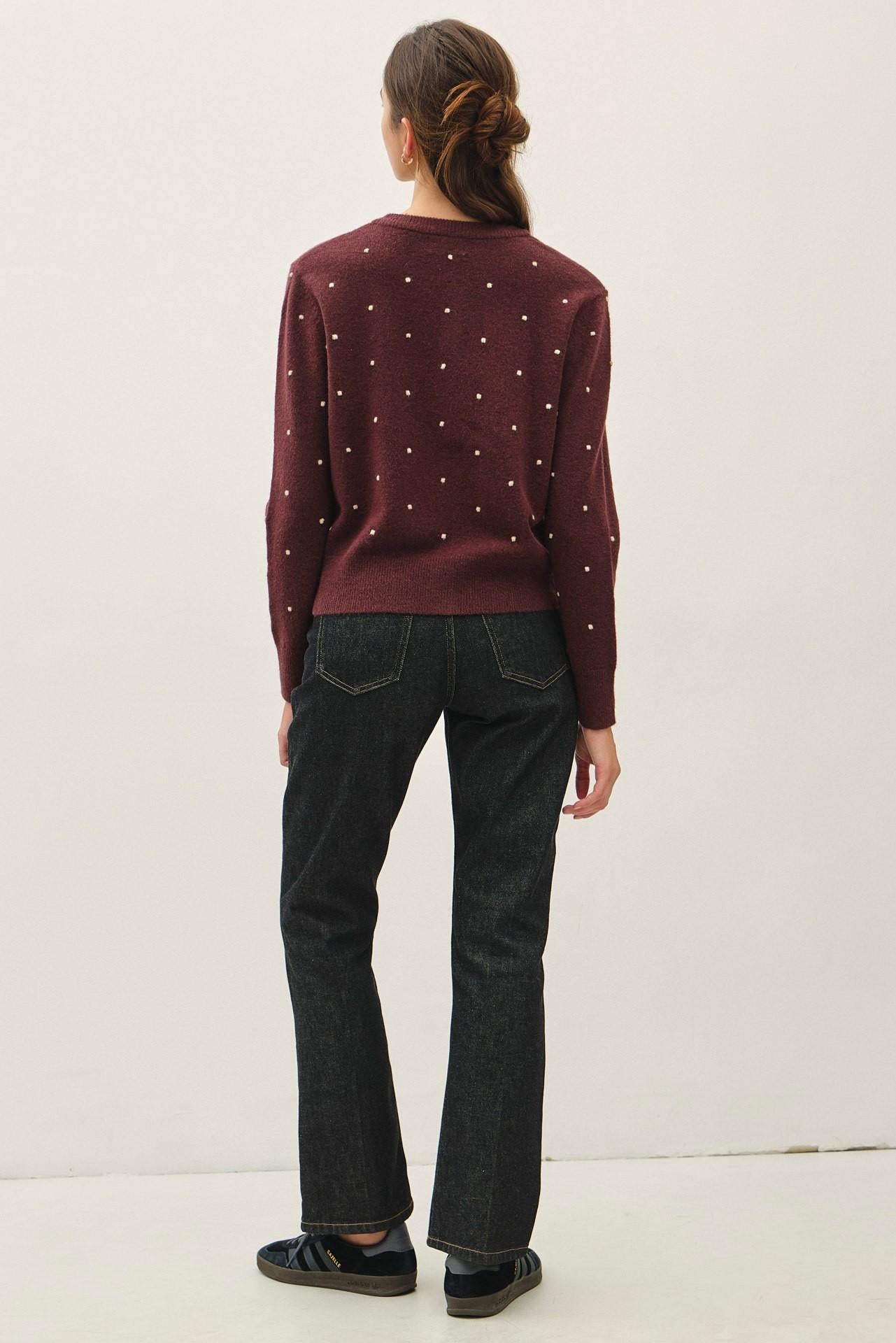 Wool Blended Cozy Dotted Knit Cardigan