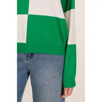Checkered Coastal Chic Pullover Sweater