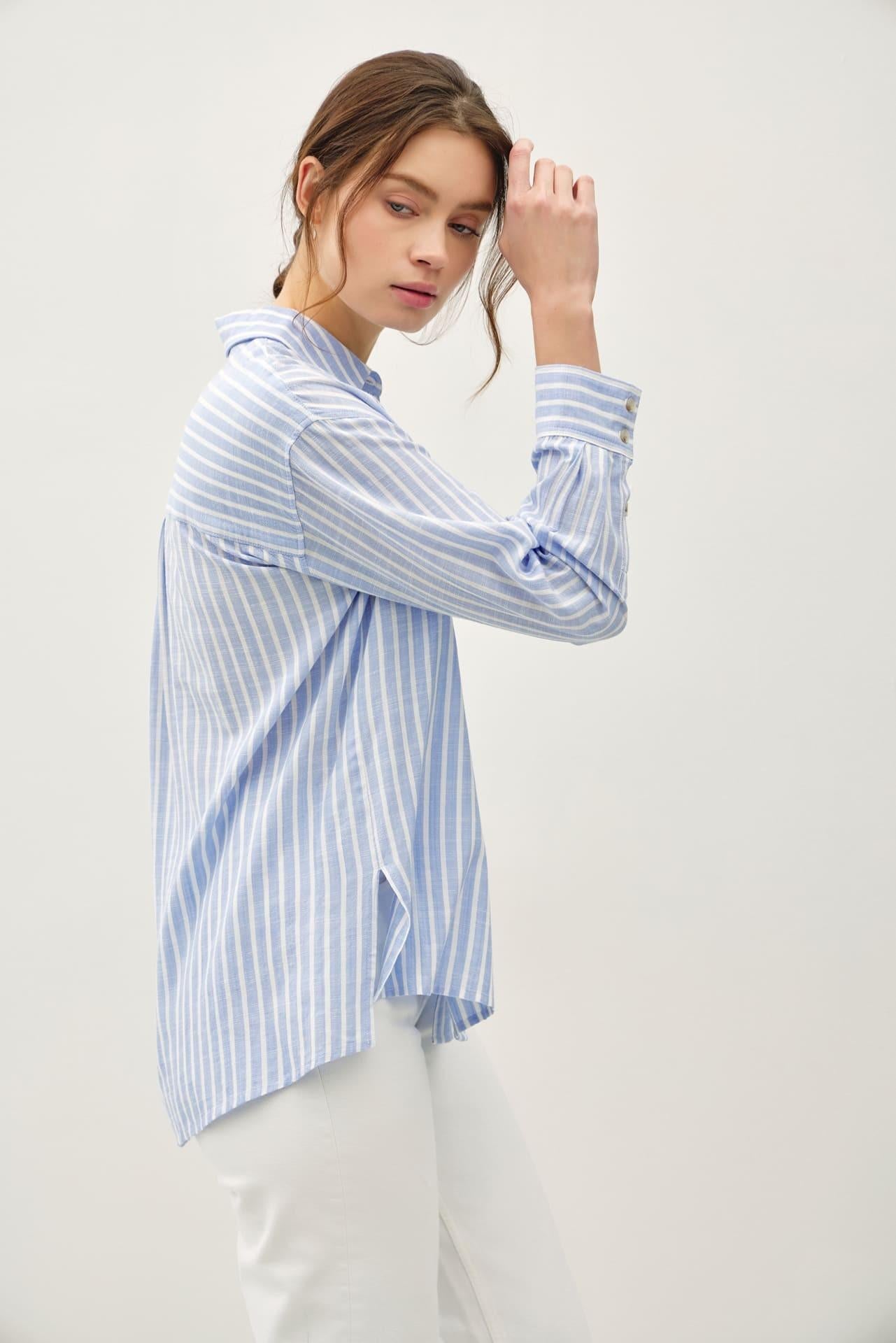 Chambray Striped Button Up