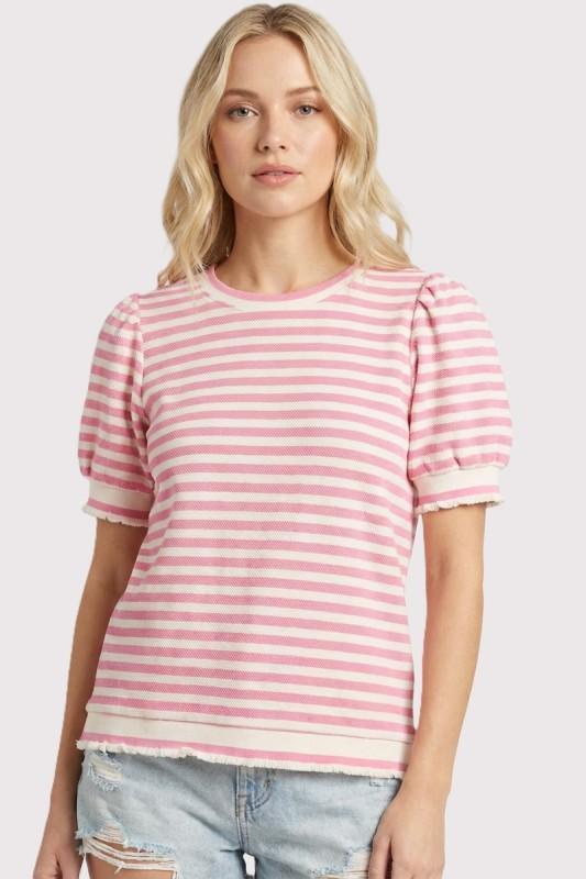 Puff Sleeve Striped Top