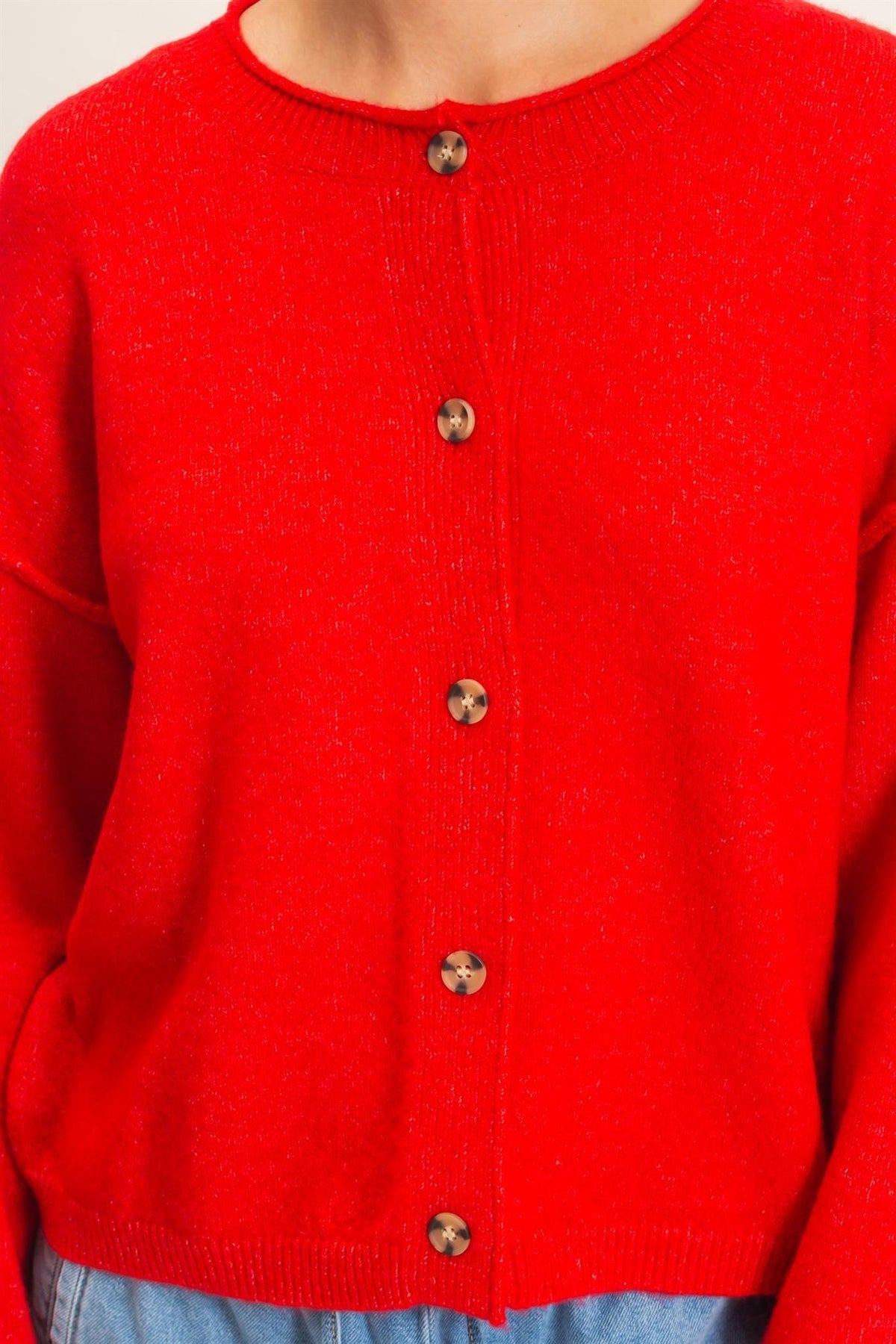 Crew Neck Loose Fit Cardigan
