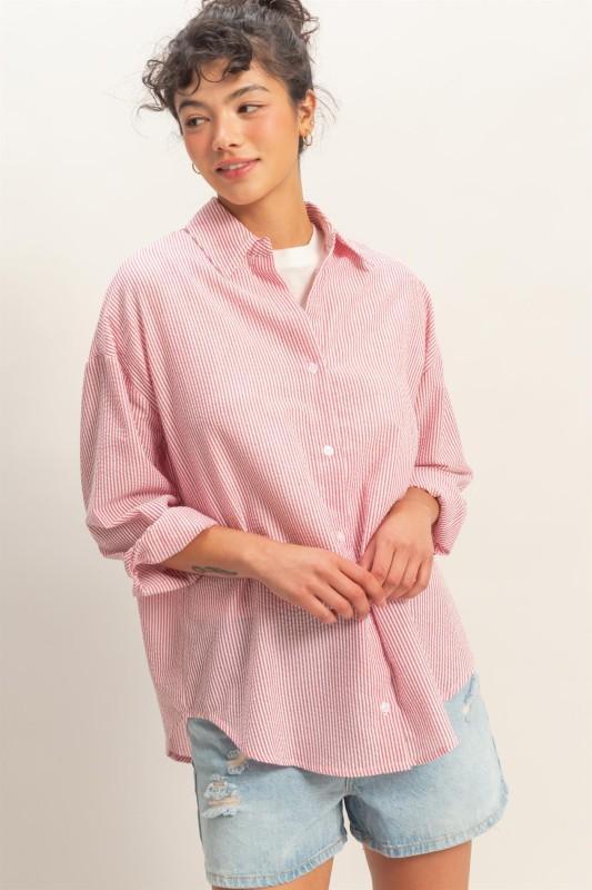 Red Stripe Button Down