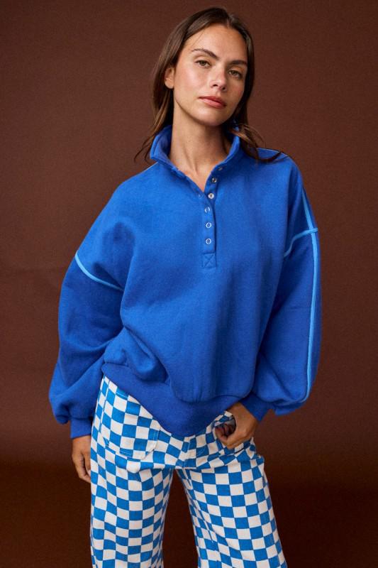 Alexa Contrast pullover- Cobalt