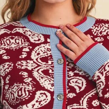 Paisley Button Down Sweater Cardigan