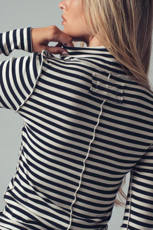 Classic Striped Long Sleeve Turtleneck Top
