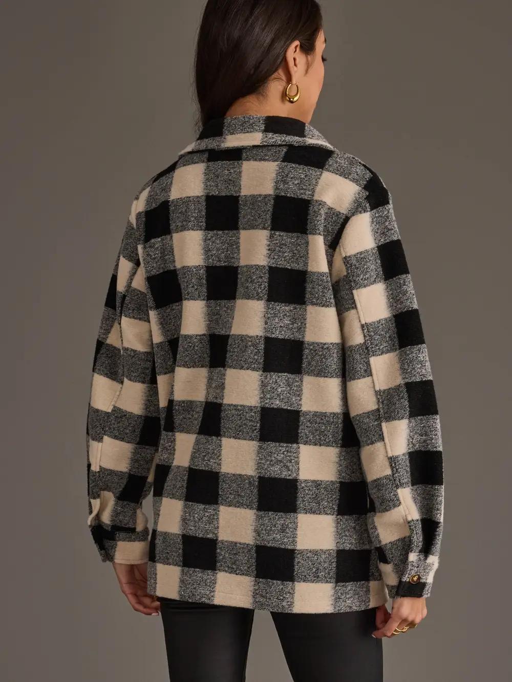 Black & Cream Plaid Jacket