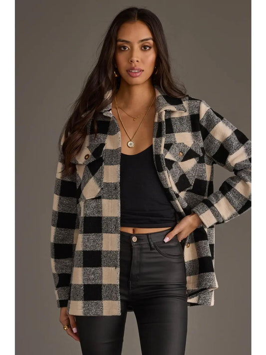 Black & Cream Plaid Jacket