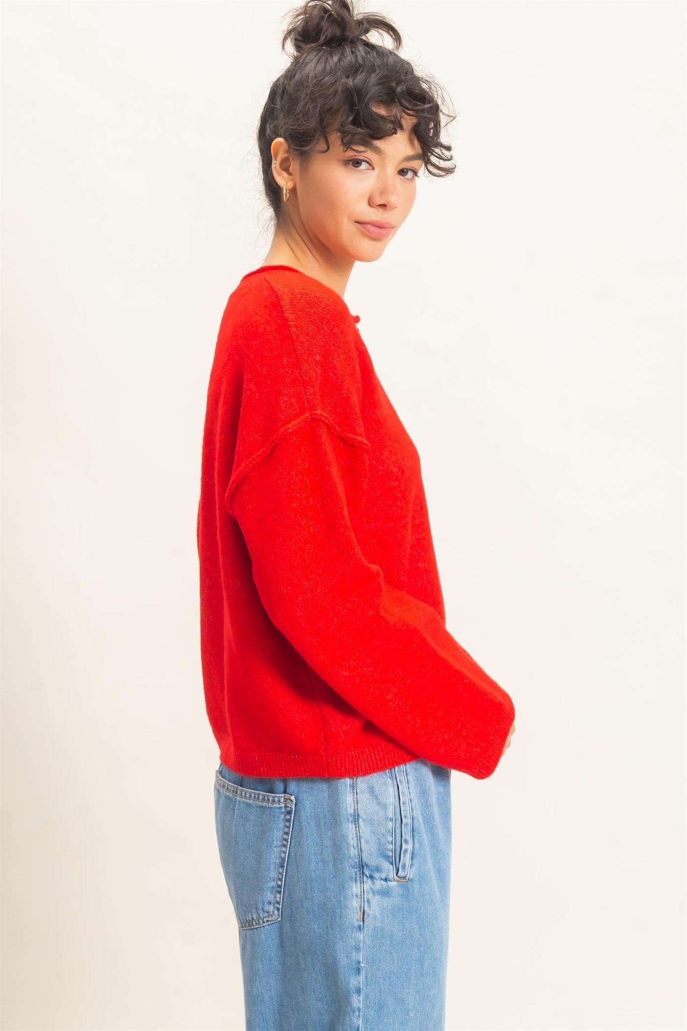Crew Neck Loose Fit Cardigan