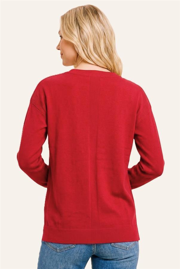 Side Slit Crewneck Sweater
