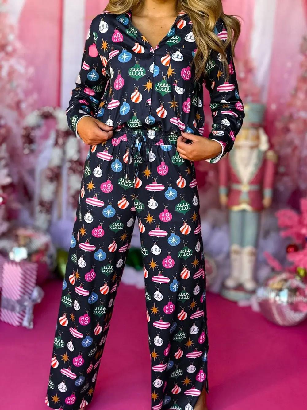 Colorful Christmas Print Pajamas