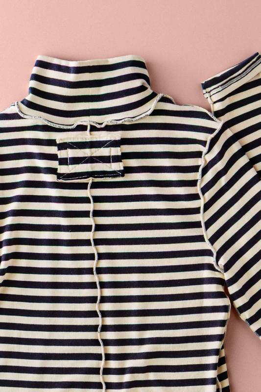 Classic Striped Long Sleeve Turtleneck Top