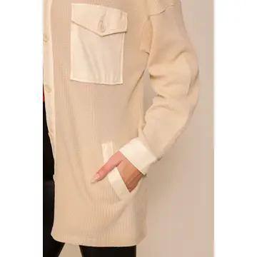 Waffle Knit Pocket Shacket