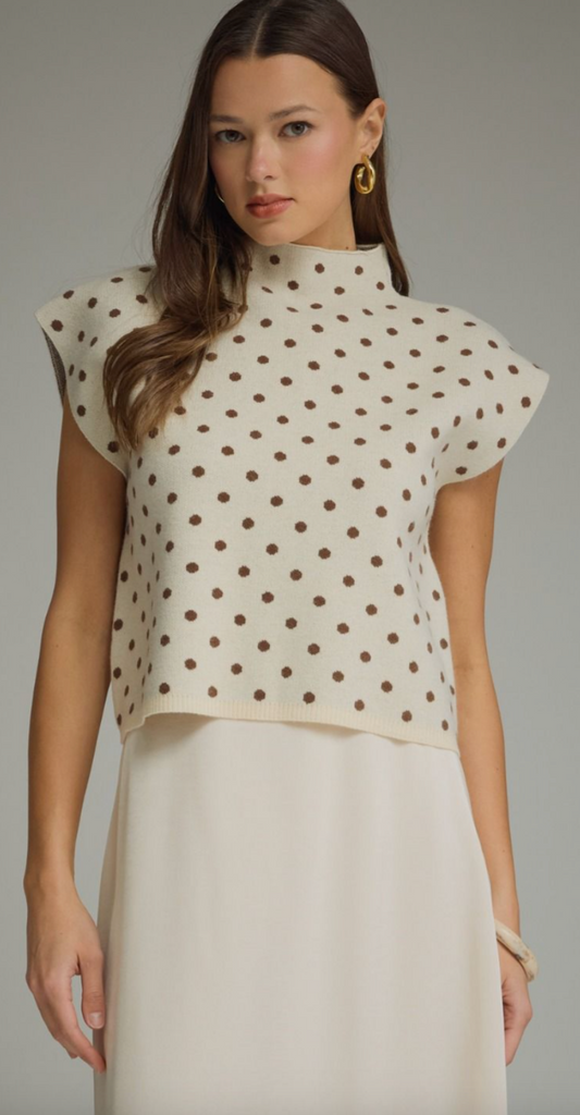 Polka Dot Mock Neck