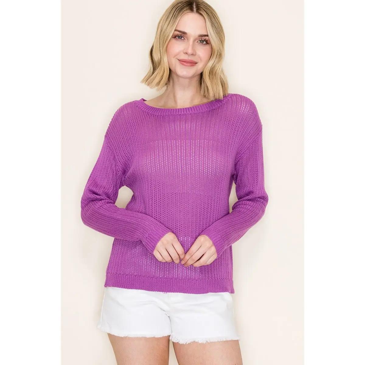 Solid Pointelle Sweater