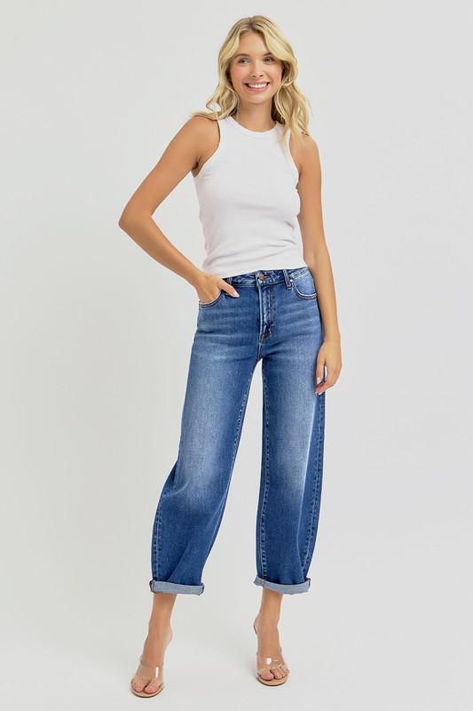High Rise Crop Mild Barrel Jeans