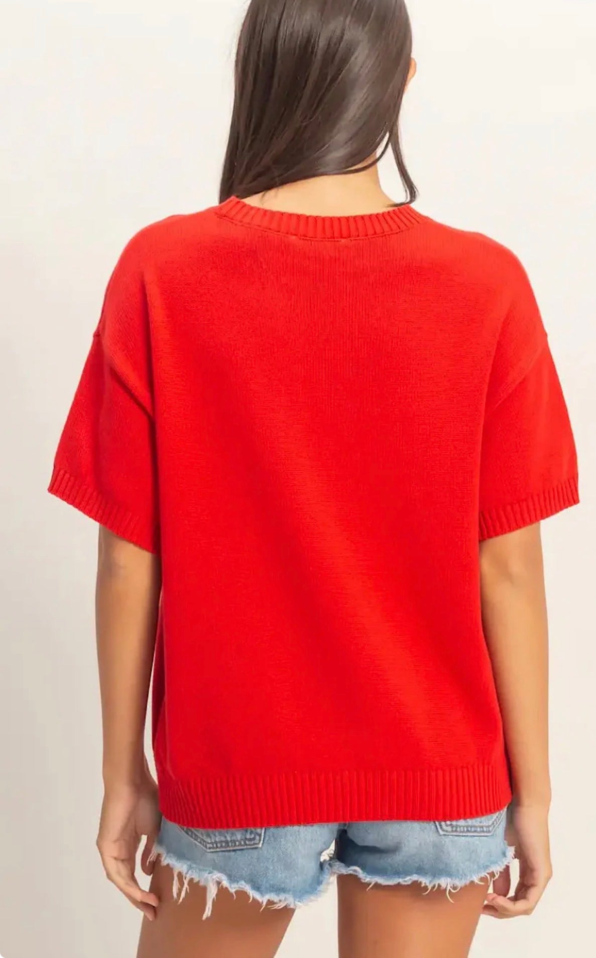 USA Flag Short Sleeve Sweater