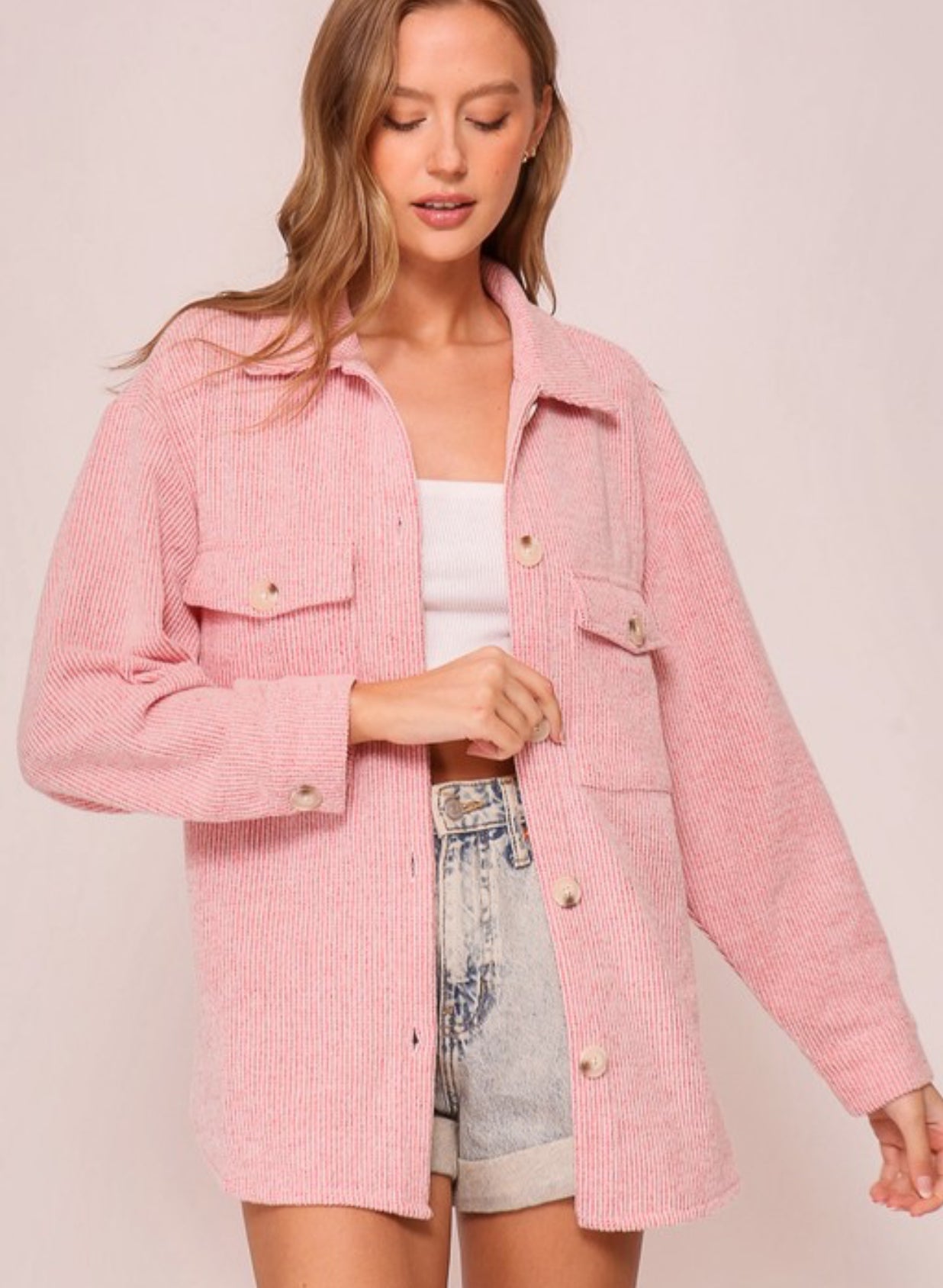Brushed Waffle Shacket