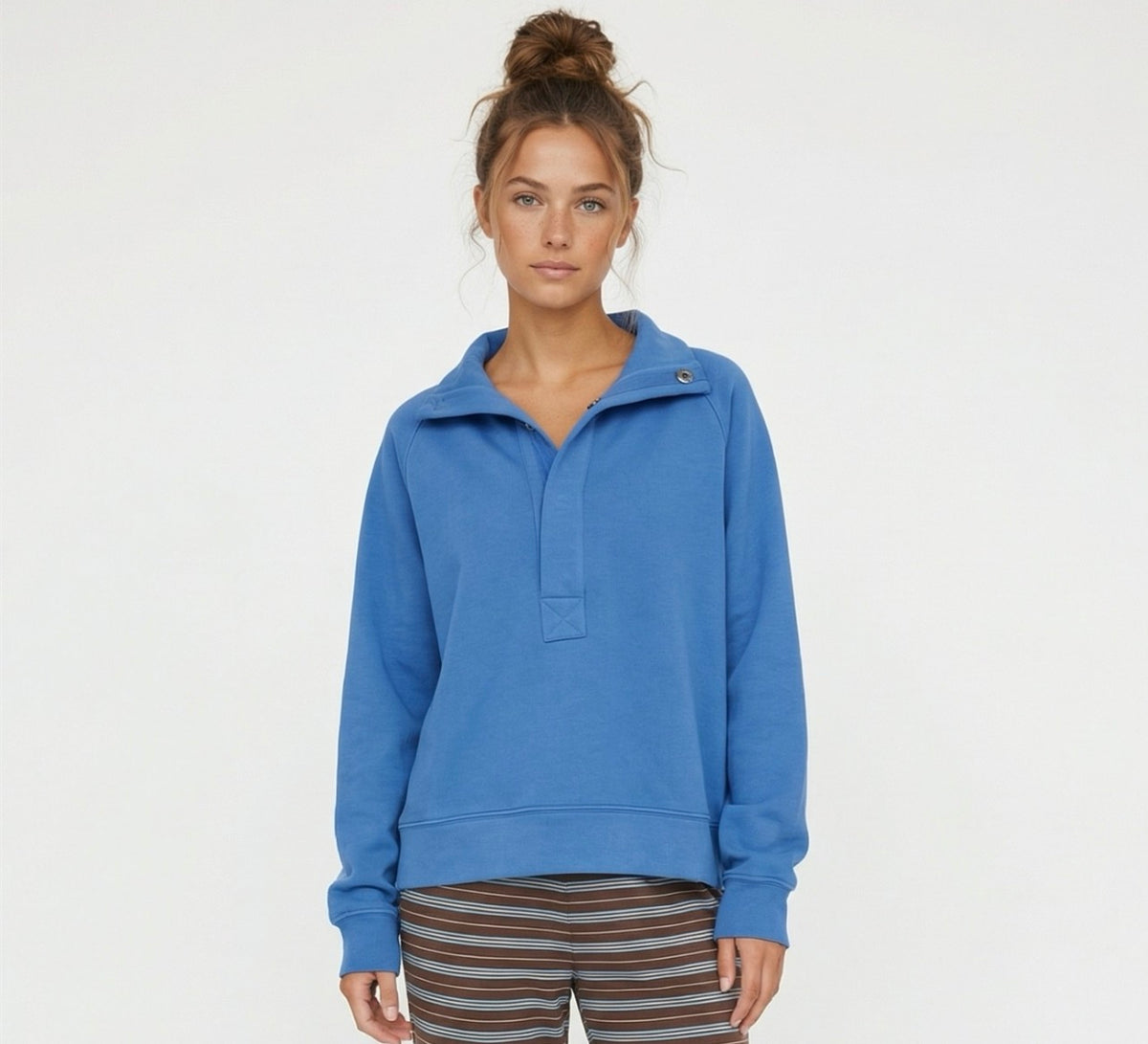 Mock Neck Snap Button Sweatshirt