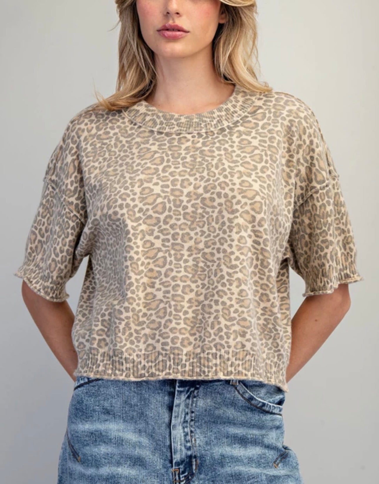 Leopard Short Sleeve Sweater