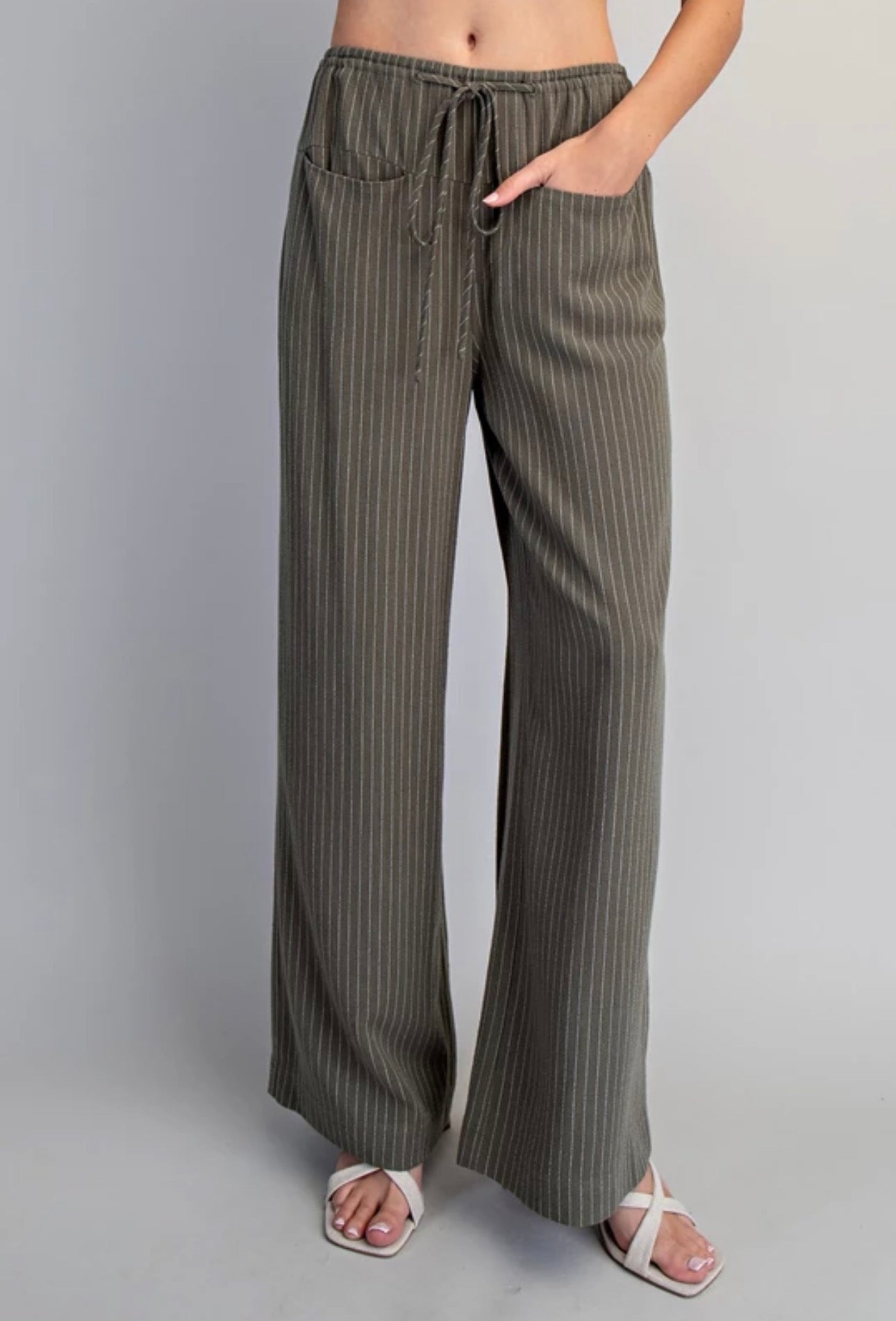 Stripe Linen Drawstring Pants