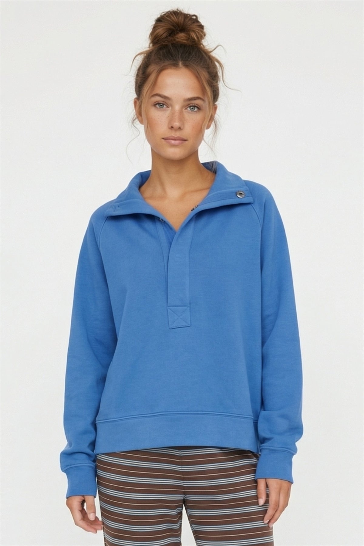 Mock Neck Snap Button Sweatshirt
