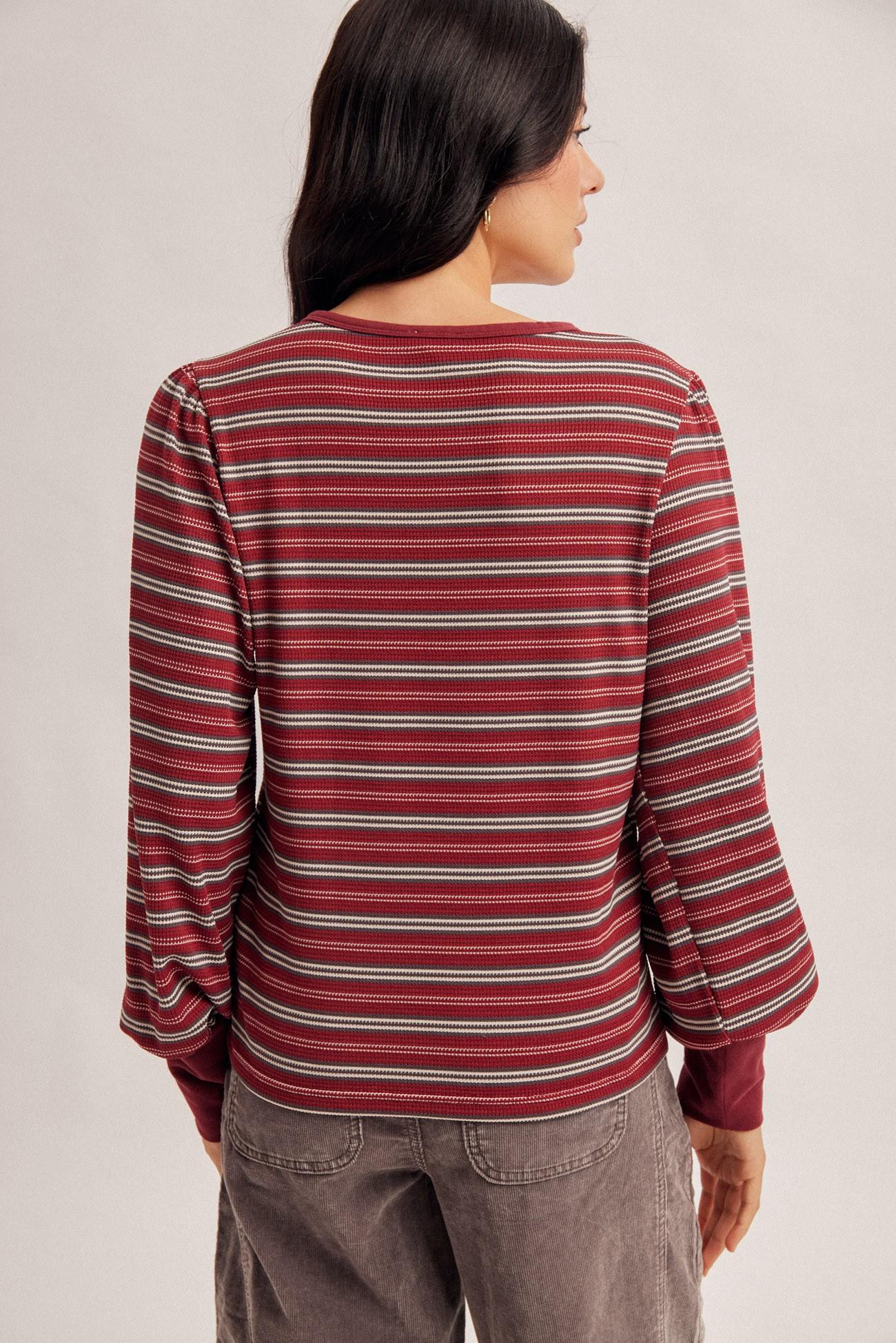 Banded Sleeve Stripe Top