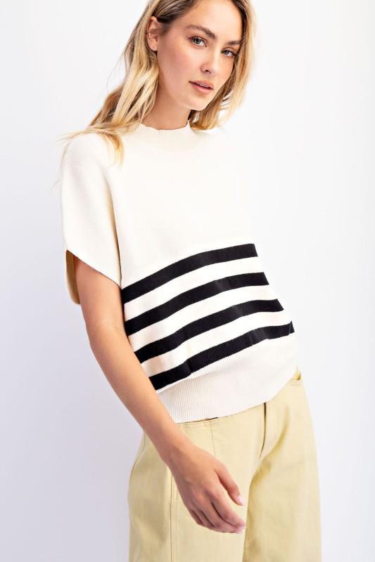 Sleeveless Sweater Knit Stripes