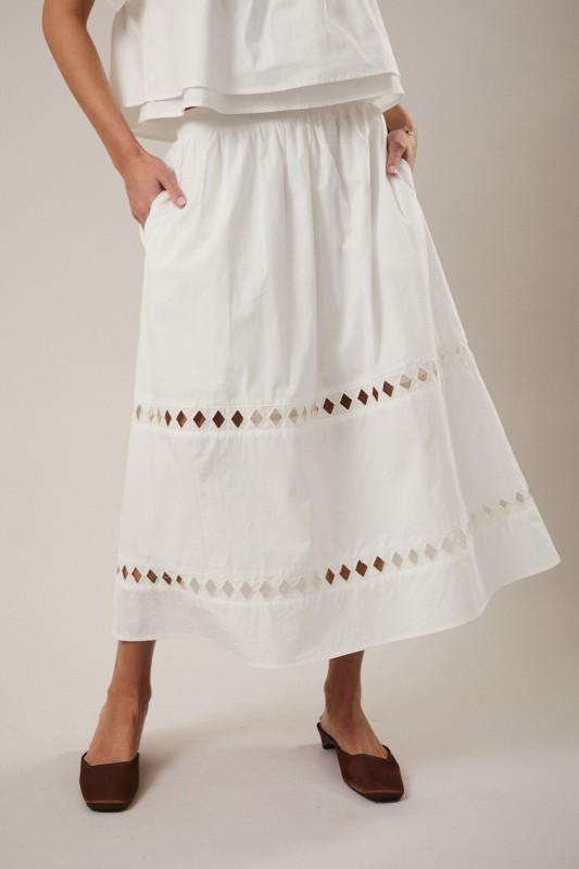 Cut Out Detailed Back Elastic Zipper Midi Skirt