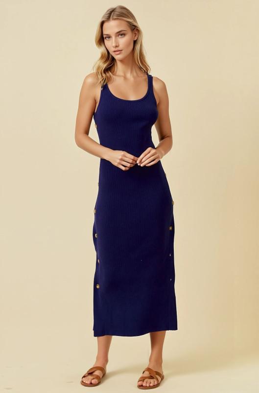 Rib Knit Button Tank Dress