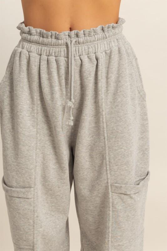 Ruffle Waist Burnout Jogger Pants