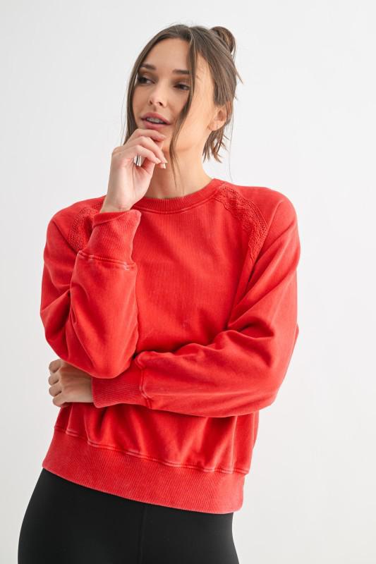 Soft Bloom Mineral Wash Lace Pullover
