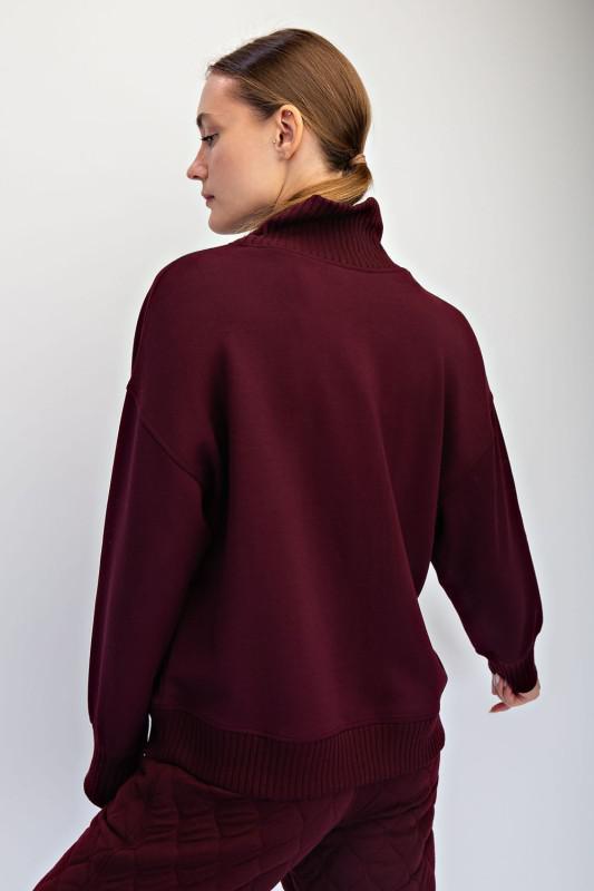 Modal Scuba Ribbed Mock Neck Pullover