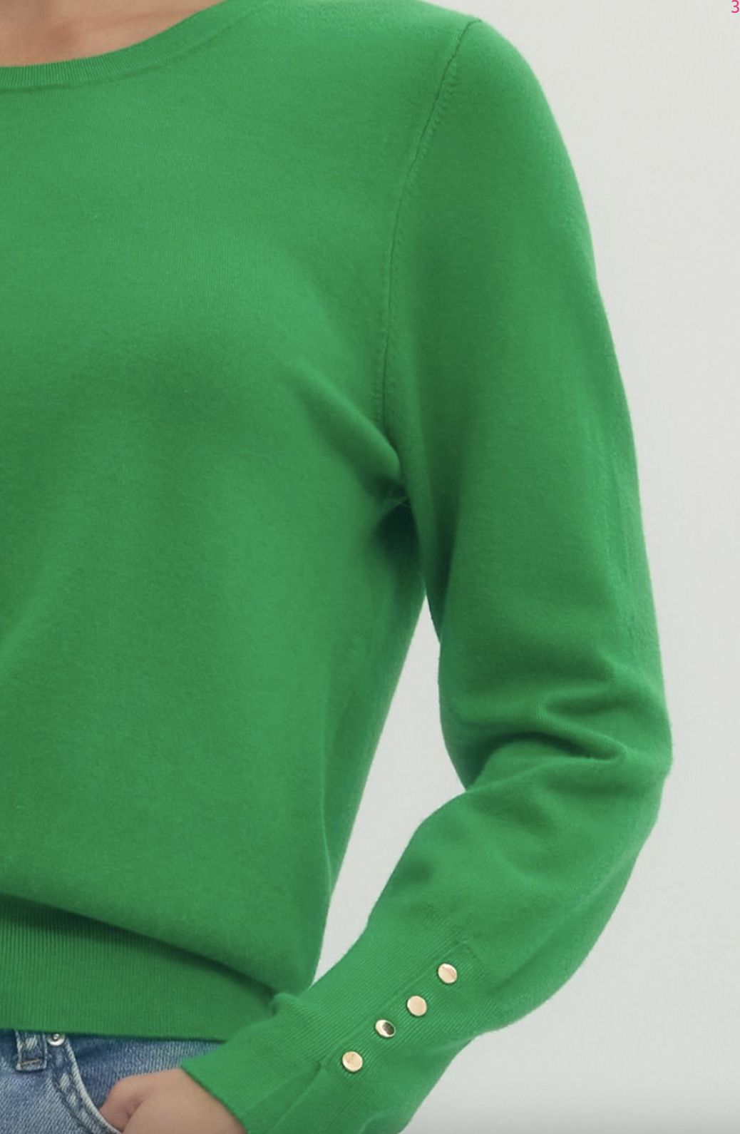 Button Cuff Detail Knit Top