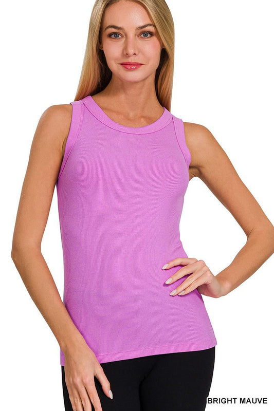 Ribbed Round Neck Tank Top