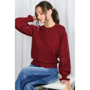 Crew Cutwork Embellishment Sweater