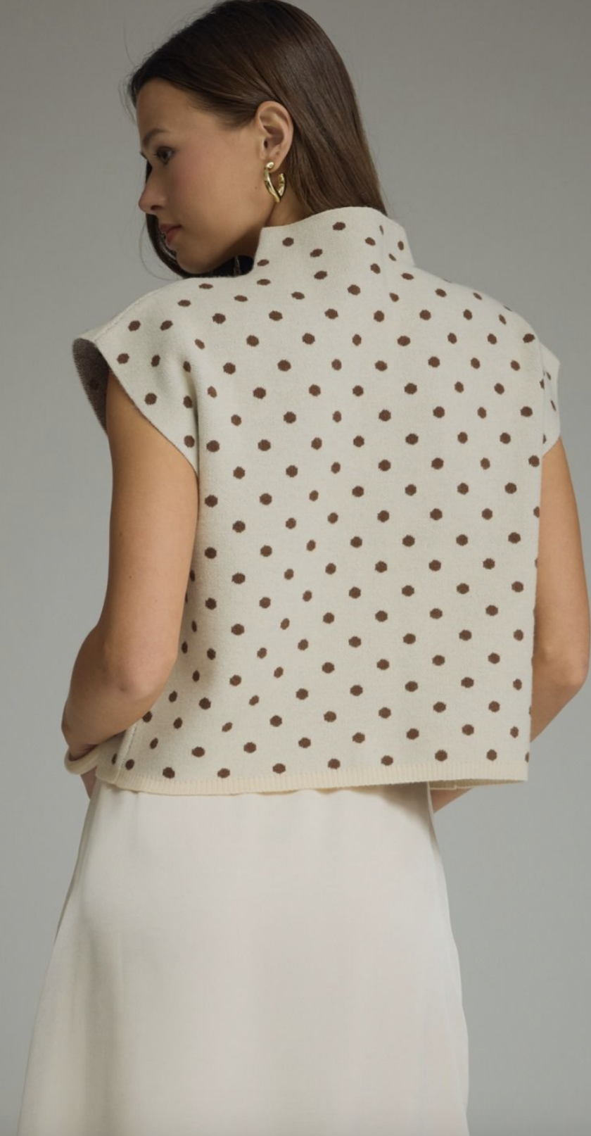 Polka Dot Mock Neck