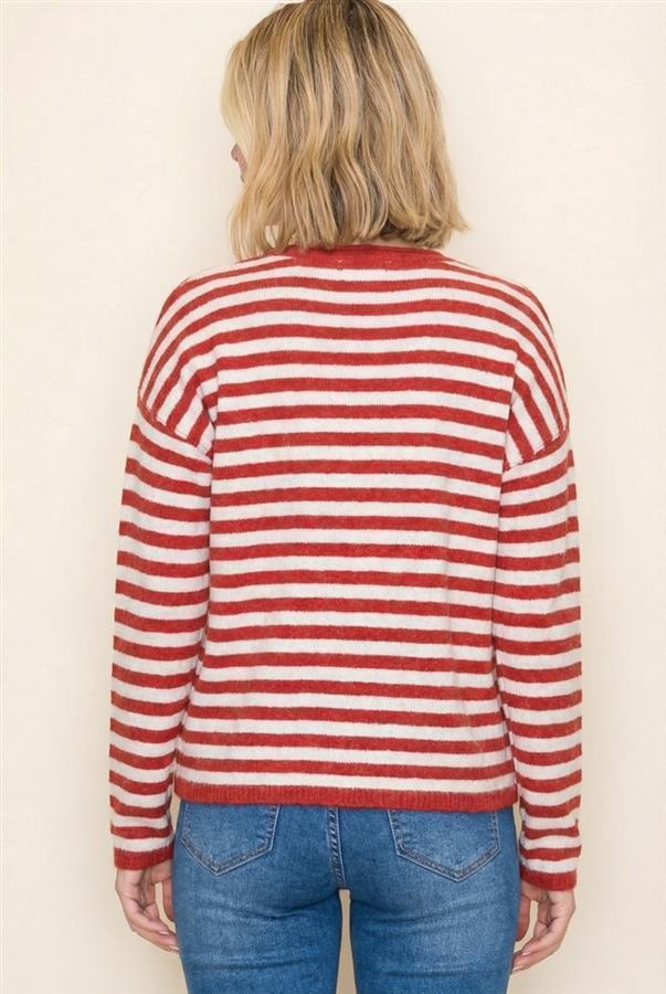 Husker Red Striped Cardigan