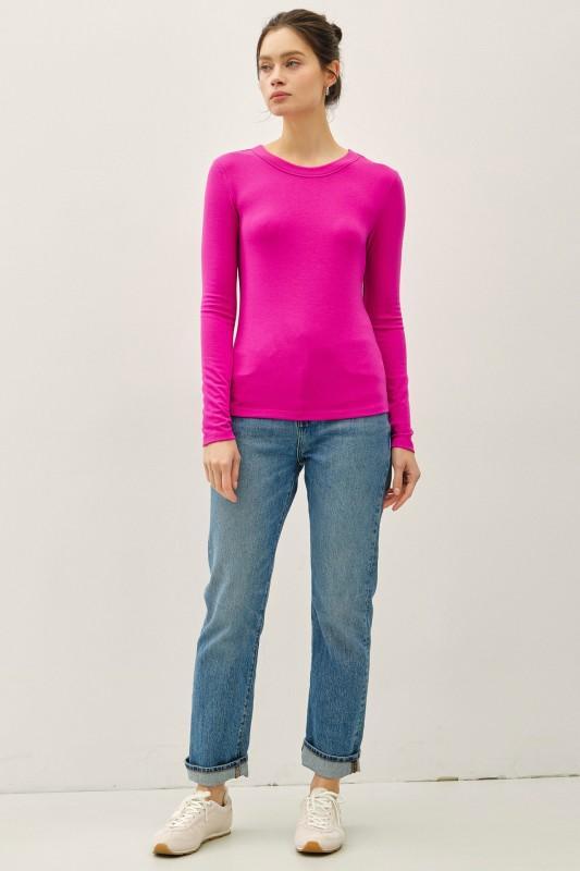 Round Neck Long Sleeve Knit Top