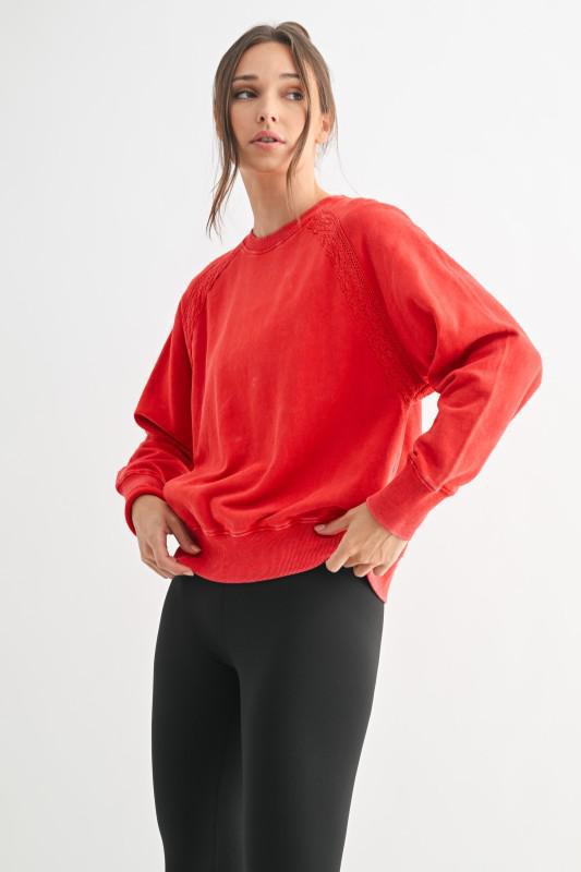 Soft Bloom Mineral Wash Lace Pullover