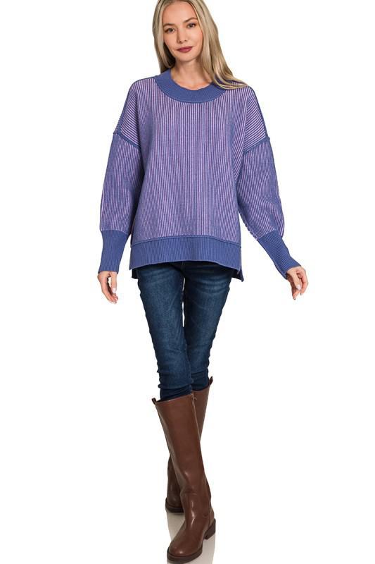 Exposed Seam Two Tone Sweater
