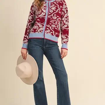 Paisley Button Down Sweater Cardigan