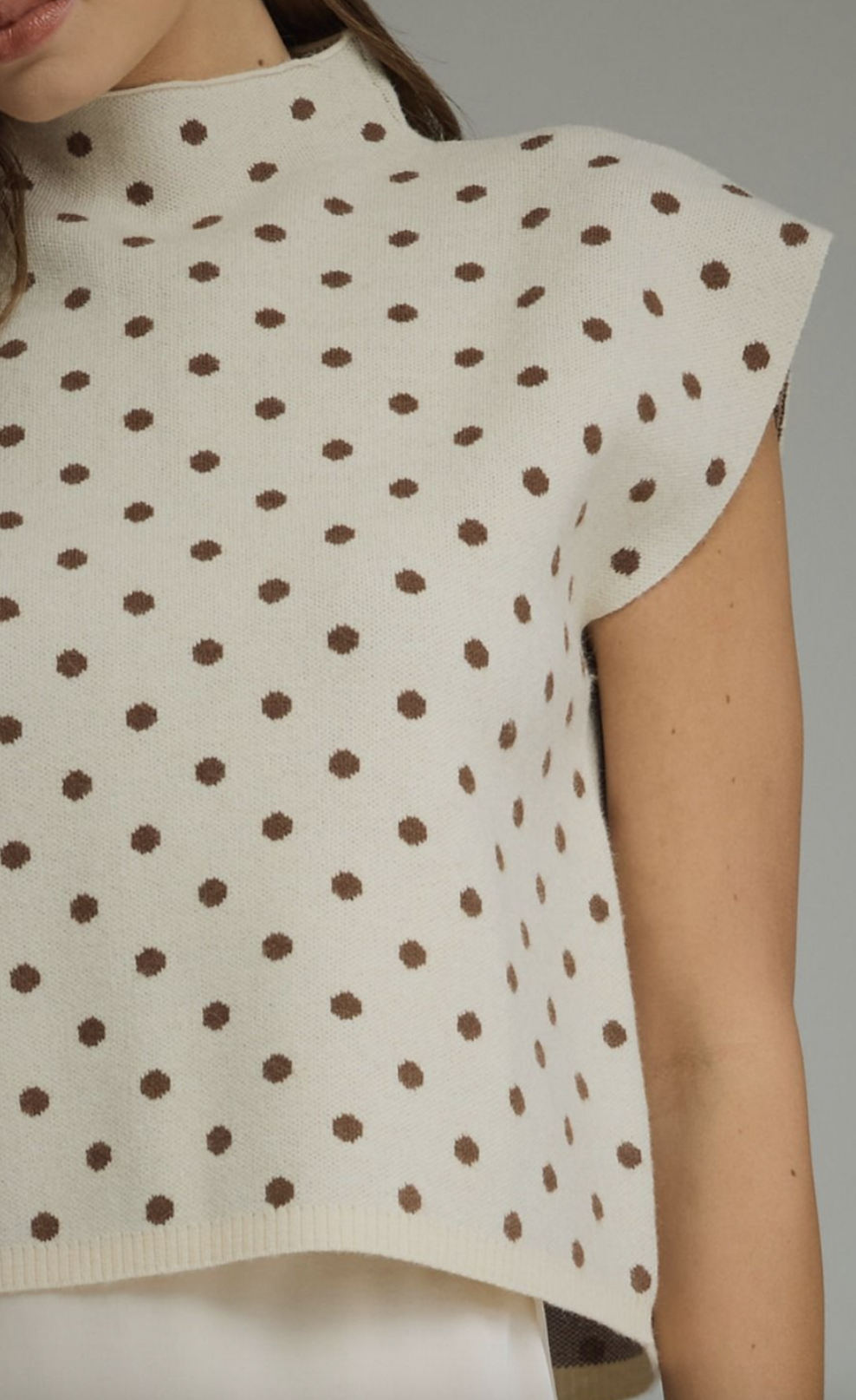 Polka Dot Mock Neck