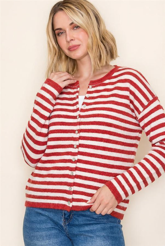 Husker Red Striped Cardigan