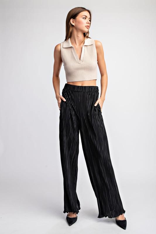 Pleated Stright Leg Pants