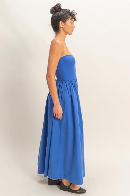 Strapless Flowy Midi Dress