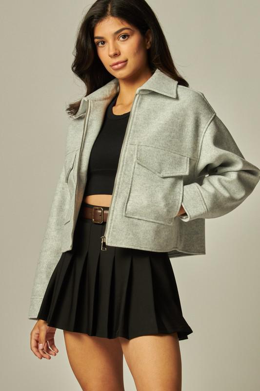 Synthetic Wool Taylored Bomber Jacket